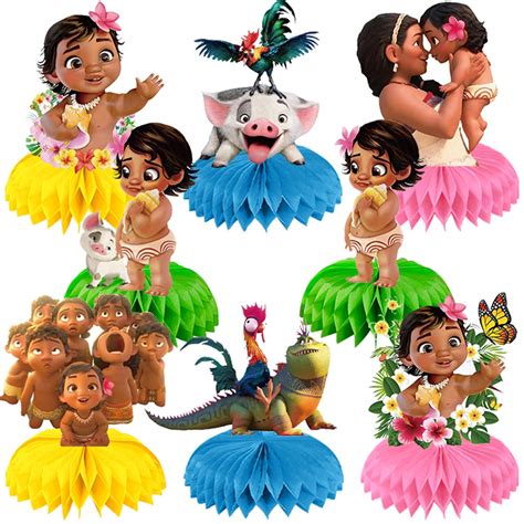 8pcs Baby Moana Birthday Party Supplies Baby Moana Theme Table ...