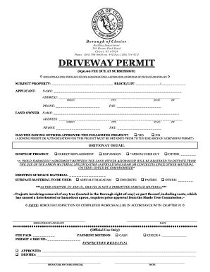 Fillable Online Driveway Permit (pdf) - Closter, NJ Fax Email Print ...