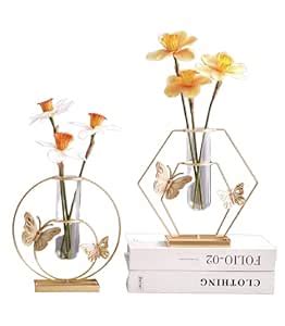 Buy Lavish Craft 2 Pcs Gold Geometric Vase, Centerpieces vases for ...