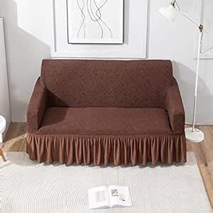 HOKIPO Elastic Stretchable Universal Sofa Cover with Frill 2 Seater (Ar ...