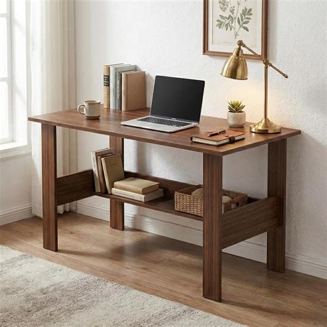 Linea Study Desk with Lower Storage Shelf, Compact Writing Table ...