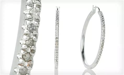 Diamond Hoop Earrings | Groupon Goods