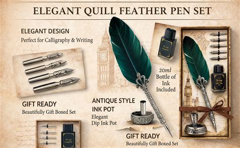 FunBlast Vintage Calligraphy Pen with 5 Nibs, 15ml Black Ink, Pen Stand ...
