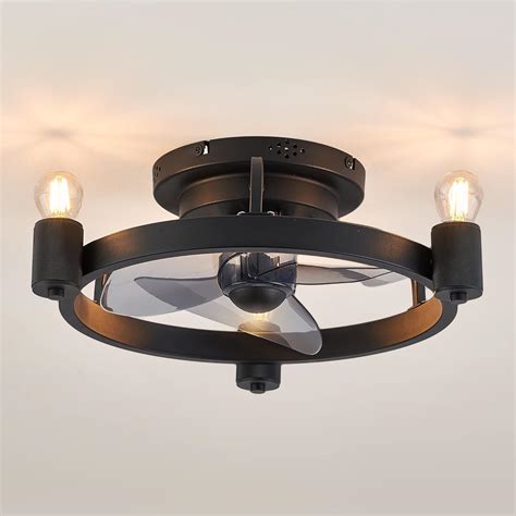 Amazon.com: LEDIARY Black Ceiling Fans with Lights and Remote, 18.5 ...