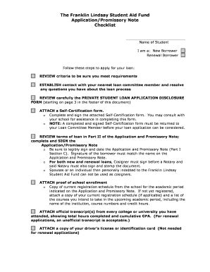 Fillable Online XYZ Trust Application/Promissory Note Checklist ...