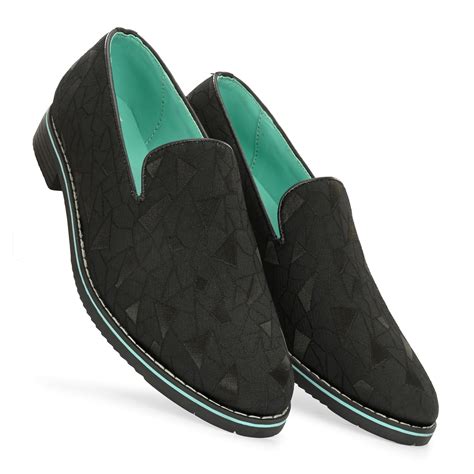 NOAK HANDCRAFTED BLACK JACQUARD FABRIC SLIPON SHOES