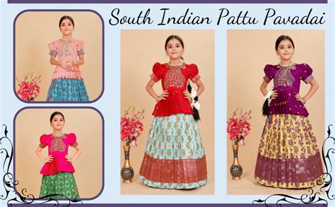 Buy COMRATE kids New Pattu Pavadai south indian lehenga dress for girls ...