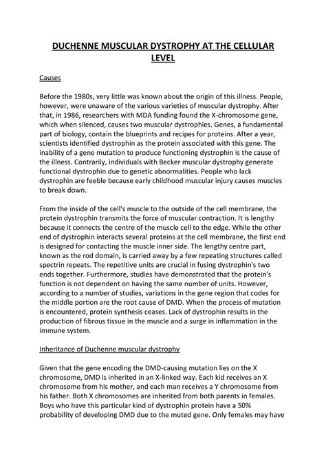 Duchenne Muscular Dystrophy AT THE Cellular Level - DUCHENNE MUSCULAR ...