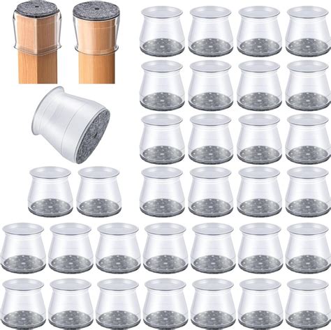 32 Pcs Chair Leg Protectors for Hardwood Floors, Silicone Felt ...