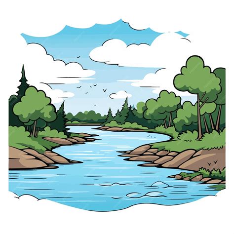 Premium Vector | River flat vector illustration River cartoon hand drawing isolated vector ...