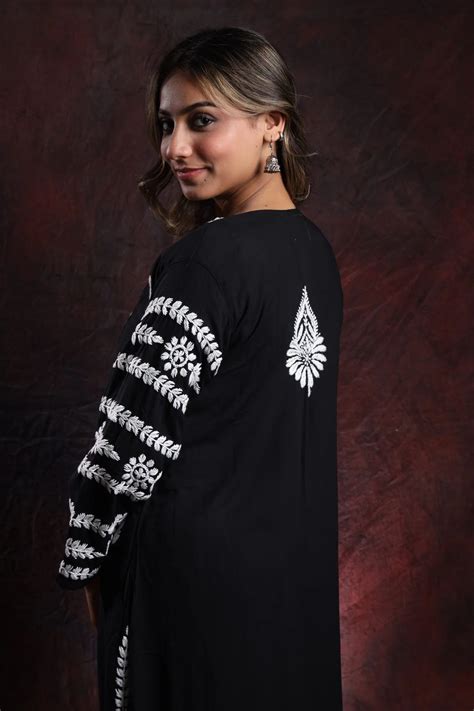 Ishq Modal Black chikankari Kurta with bangle work – Gharana India