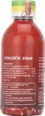 Chericof Sf Bottle Of 100ml Syrup: Uses, Side Effects, Price & Dosage ...