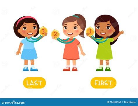 Opposites Concept FIRST and LAST. Stock Photo - Image of learn, antonym ...