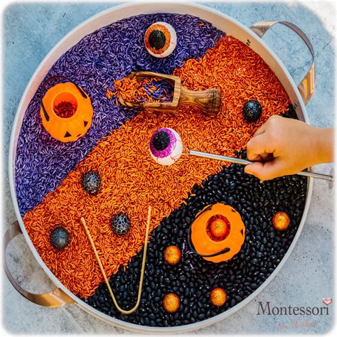 Metallic Rice Halloween Sensory-Bin | Montessori From The Heart