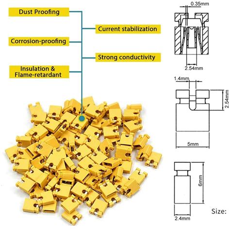 Buy 60PC Mini Micro 2.54mm Standard PCB Shunts Short Jumper wire Caps 6 ...