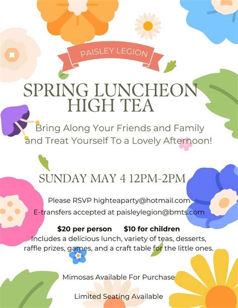 Tea Party, Royal Canadian Legion, Paisley, Cargill, 4 May 2025 | AllEvents