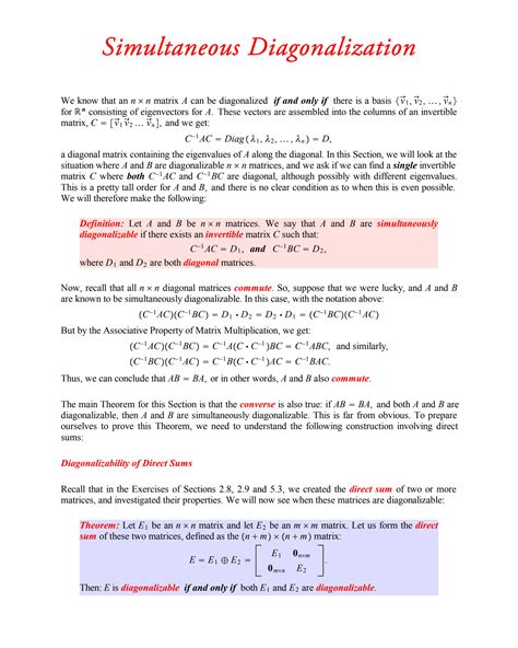 Image result for Simultaneous Diagonalization
