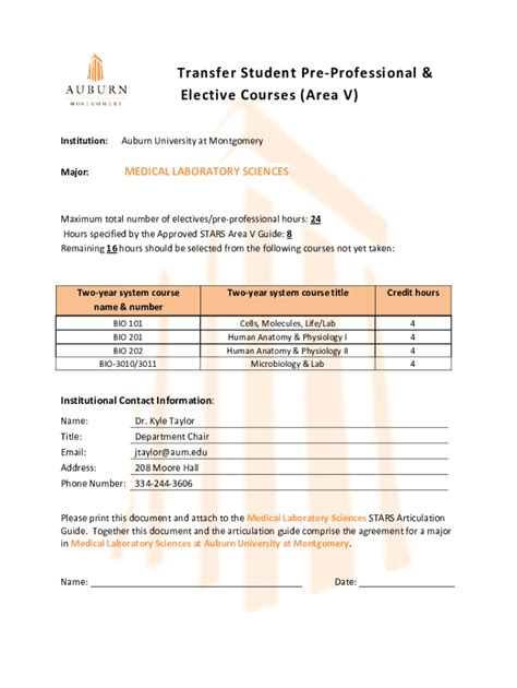 Fillable Online Preprofessional Course Equivalency Request for Transfer ...