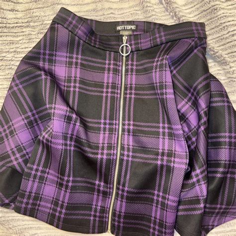 Black and purple plaid skirt with zipper - hot... - Depop