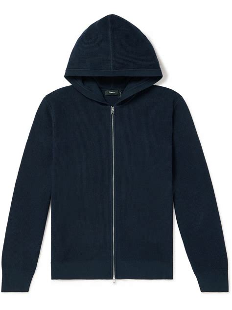 Theory - Myhlo Waffle-Knit Cotton-Blend Zip-Up Hoodie - Blue Theory