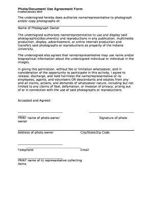 Photo/Document Use Agreement Doc Template | pdfFiller
