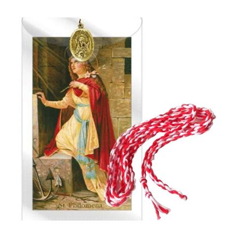 St Philomena Cord with Prayer Card and Medal | St Martin Apostolate