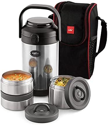 Buy Borosil - Hot-N-Fresh Stainless Steel Insulated Lunch Box, Set of 3 ...