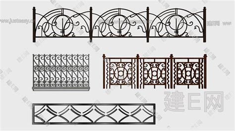 欧式铁艺栏杆围墙组合-sketchup模型_sketchup模型库_建E室内设计网!