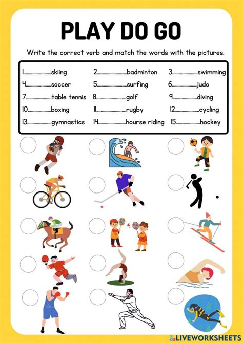 Playing Sport Worksheet for Children 的图像结果