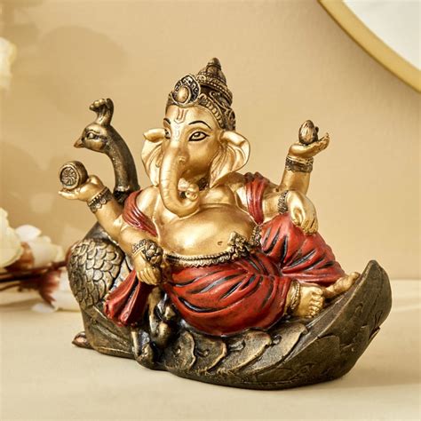 Buy Corsica Fiesta Polyresin Ganesha on Peacock Figurine from Corsica ...