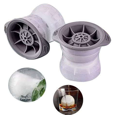 Round Ice Cube Mold 2 Pack Sphere Ice Maker Ball Molds Whiskey Ice Ball ...