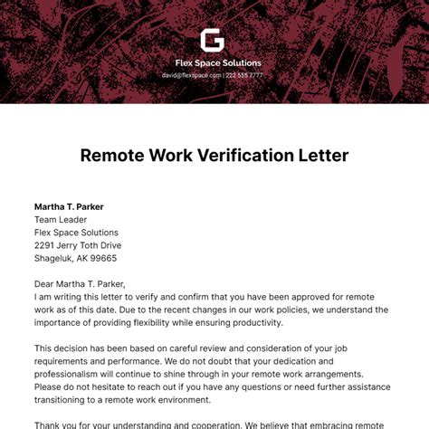 Remote Work Letter For Mortgage Template - prntbl ...