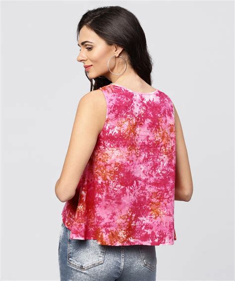 Pink colored Sleeveless top with round neck – Nayo Clothing