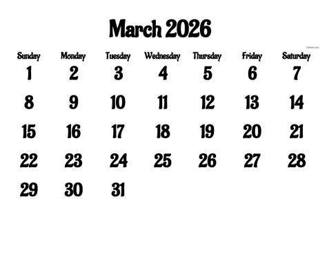 March 2026 Calendar | Free Printable PDF, XLS and PNG