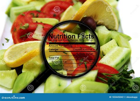Nutrition Facts on Fresh Salad Stock Photo - Image of closeup, leaf ...
