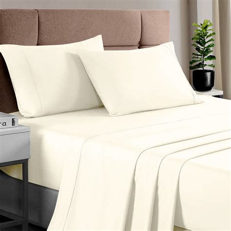Cotton Sheet Set Twin XL New Ivory, 400 Thread Count 100% Long Staple ...