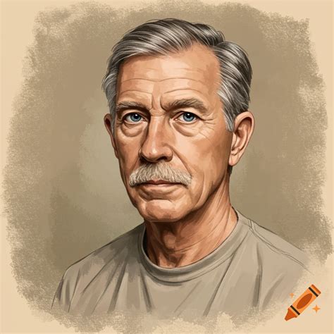 An older man with blue eyes and a mustache. on Craiyon