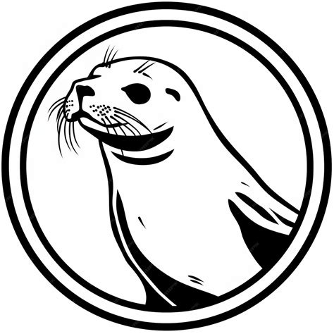 Black And White Seal Clip Art In Moebius Style | Premium AI-generated image
