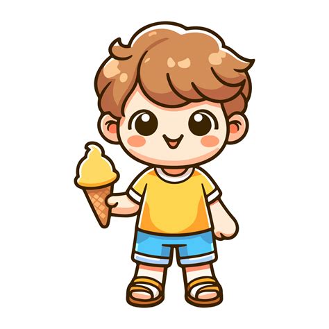 cute boy eat ice cream cartoon icon character 45954793 PNG