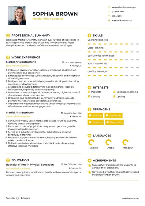 10+ Martial Arts Instructor Resume Samples & Templates for 2025