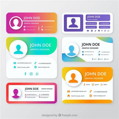 Email signature collection in gradient colors | Free Vector
