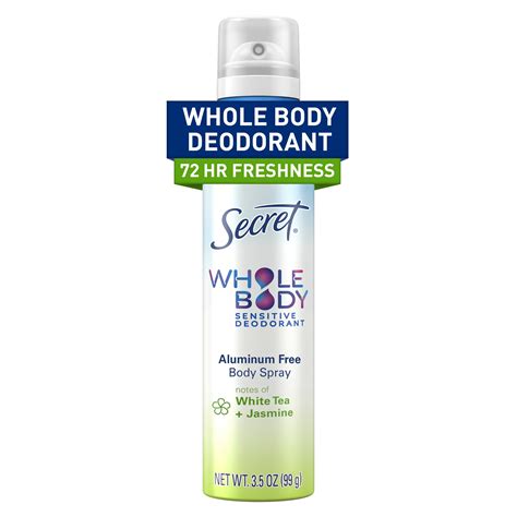 Secret Whole Body Deodorant Spray for Women, 72 HR Odor Protection, 3 ...
