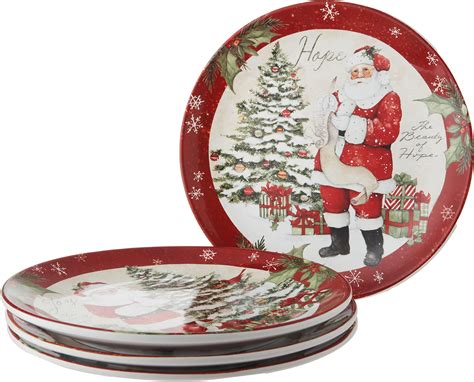 Amazon.com | Maustic Red Truck Christmas Dinner Plates, Merry Christmas ...