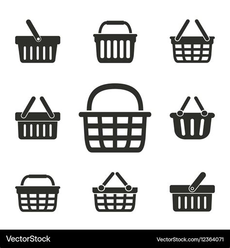 Shopping basket icon set Royalty Free Vector Image