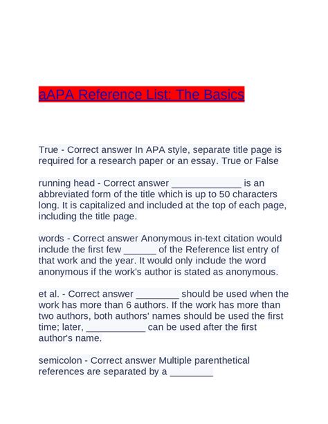 Image result for Example of an APA Reference List