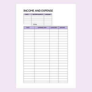 Buy Income and Expense Tracker Printable One Page Minimal Financial Log ...