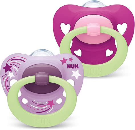 NUK Signature Night Pink (6-18 Month) Glow In The Dark Soother Twin Pack