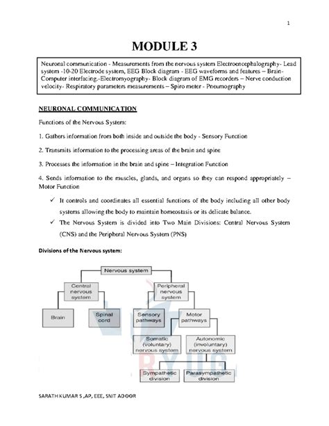 Module 3 BMI - Lecture notes - MODULE 3 NEURONAL COMMUNICATION ...