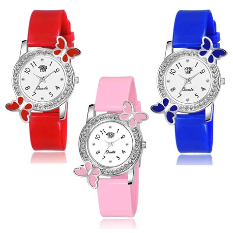 SWADESI STUFF White Color Dial Diamond Studded Analog Watch For Girls ...