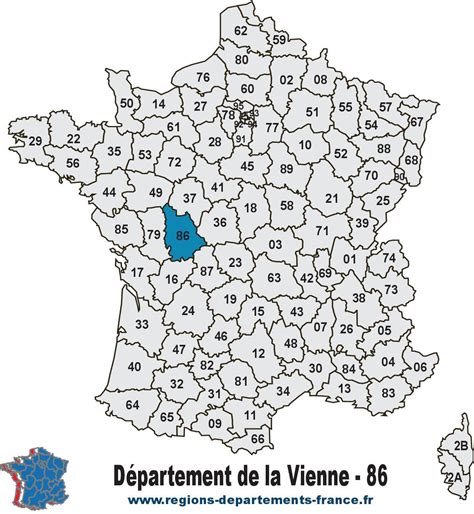 Département 86 : la VIENNE carte, région, localisation et départements ...